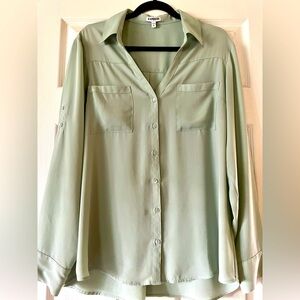 Express sea foam green long sleeve blouse